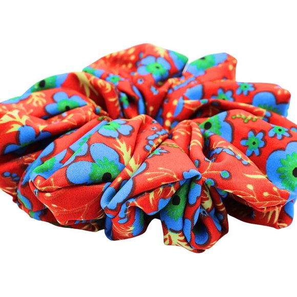 Large Hair Scrunchie Bohemian Floral Print Scrunchie - Picture 2 of 3